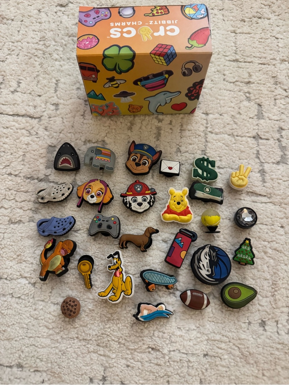 Lot of 27 Jibbitz charms for Crocs Assorted Characters & Symbols